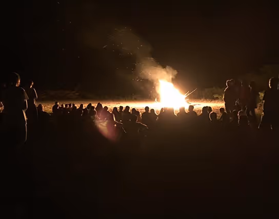 Bible class or worship service at camp